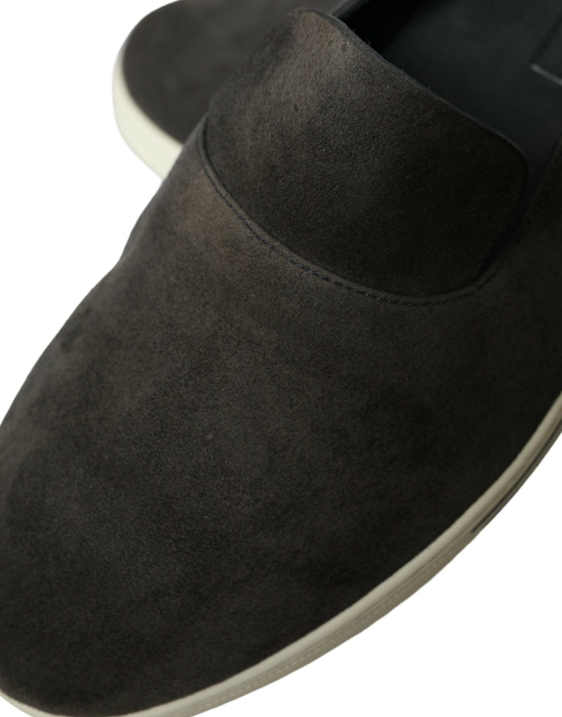 Dolce & Gabbana Blue Suede Caiman Men Loafers