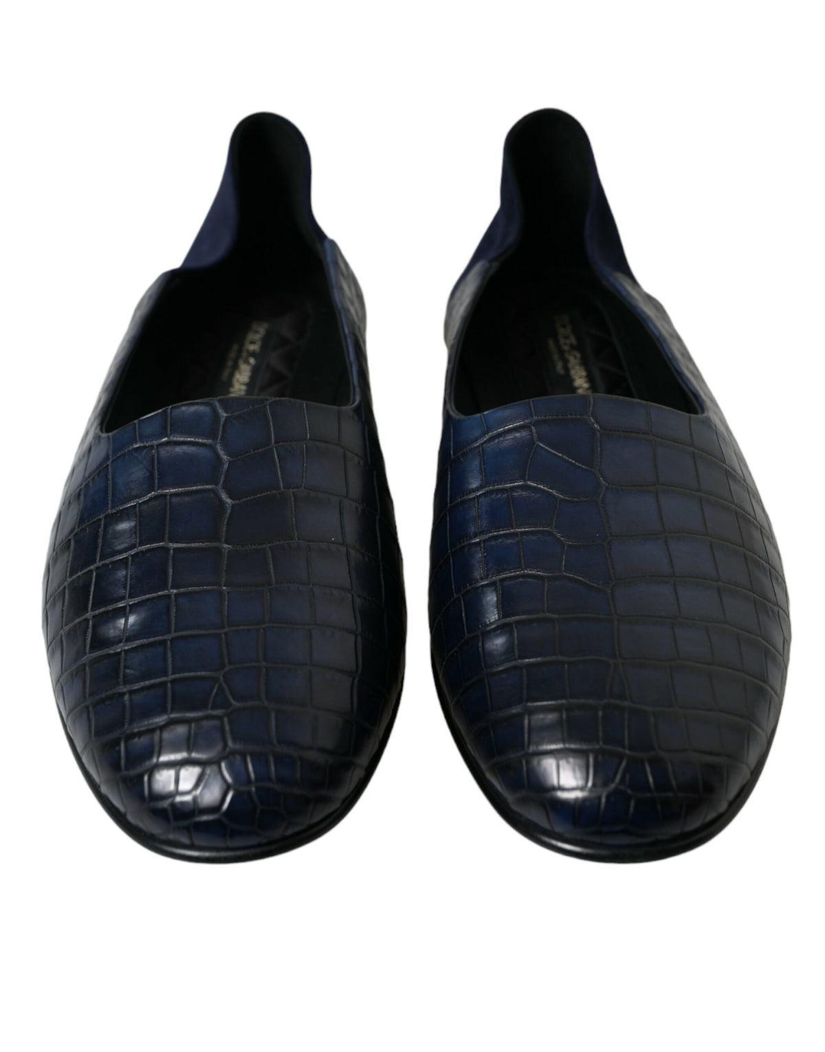 Dolce & Gabbana Blue Crocodile Leather Loafers Slip-On Shoes