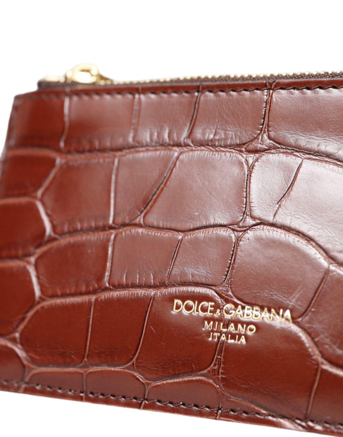 Dolce & Gabbana Brown Alligator Leather Airpods Case Wallet
