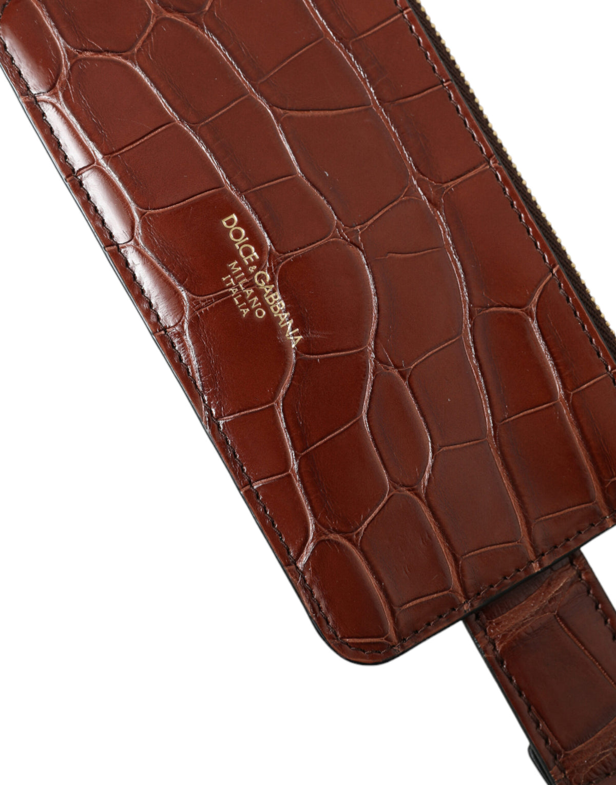 Dolce & Gabbana Brown Alligator Leather Airpods Case Wallet