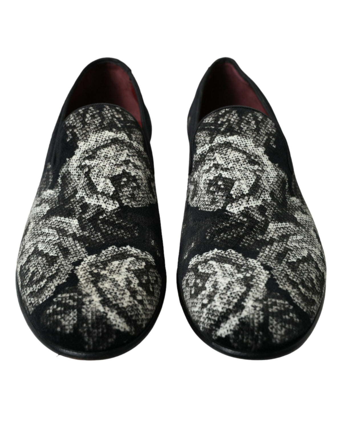 Dolce & Gabbana Black Floral Slippers - Men's Loafers