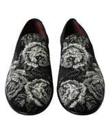 Dolce & Gabbana Black Floral Slippers - Men's Loafers
