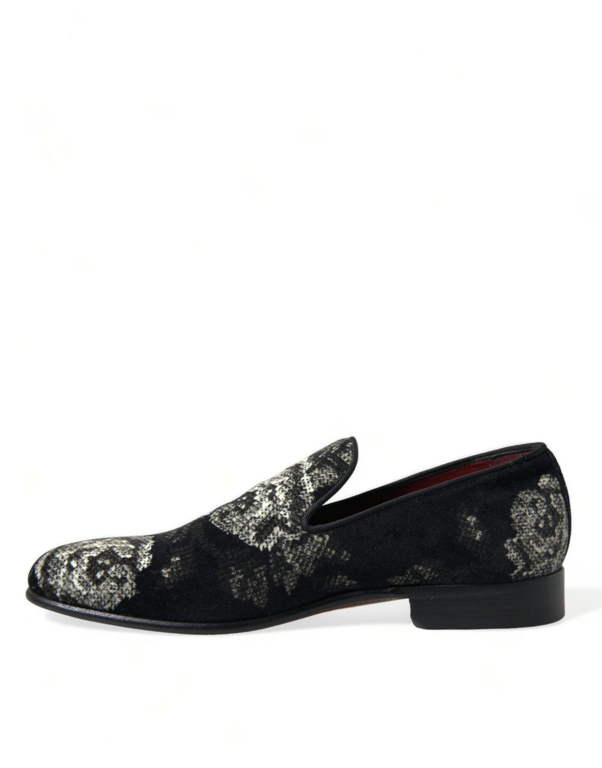 Dolce & Gabbana Black Floral Slippers - Men's Loafers