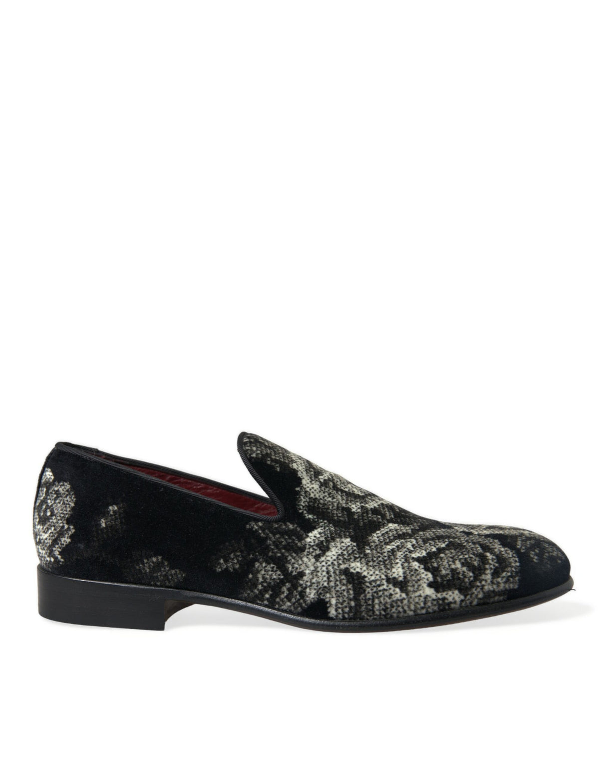 Dolce & Gabbana Black Floral Slippers - Men's Loafers
