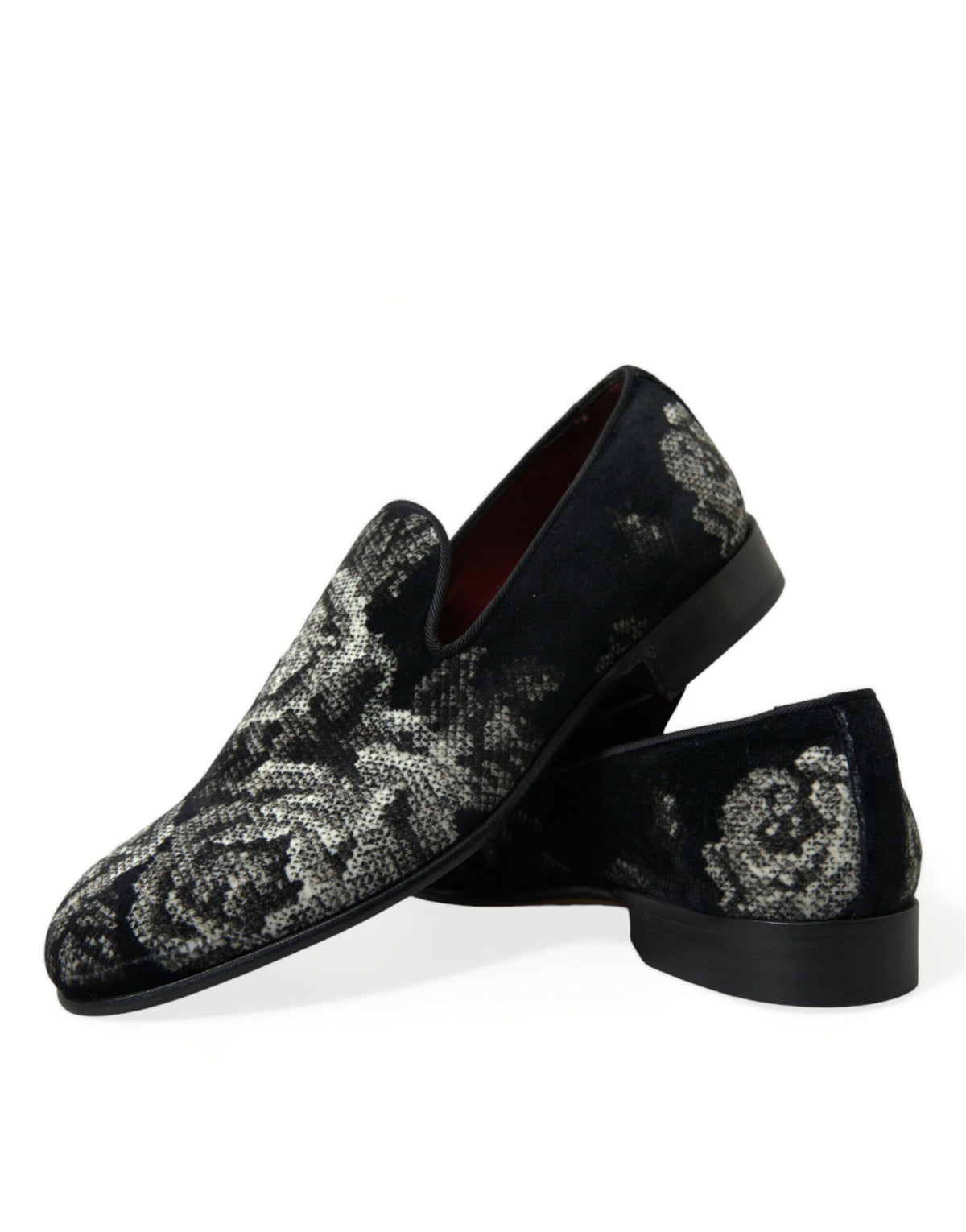 Dolce & Gabbana Black Floral Slippers - Men's Loafers