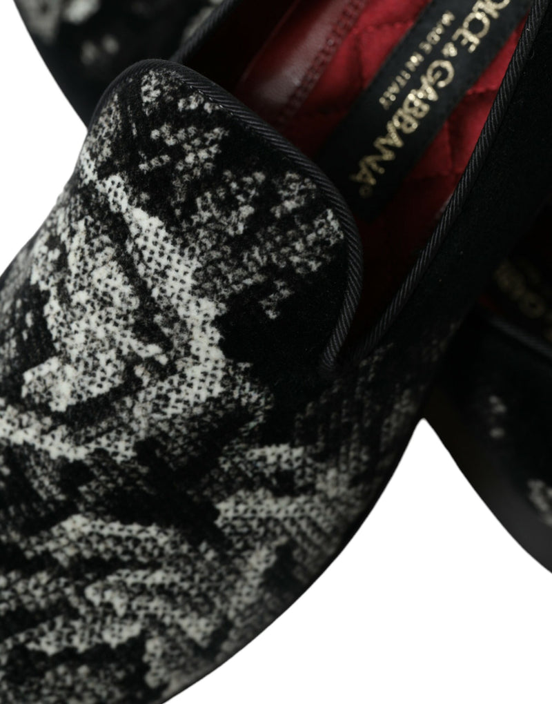 Dolce & Gabbana Black Floral Slippers - Men's Loafers