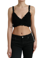 Dolce & Gabbana Black Crochet Bustier Cropped Tank Top
