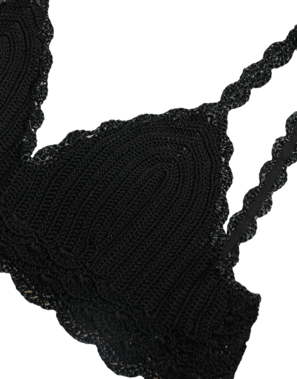 Dolce & Gabbana Black Crochet Bustier Cropped Tank Top