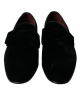 Dolce & Gabbana Black Velvet Loafers - Elegant Formal Shoes