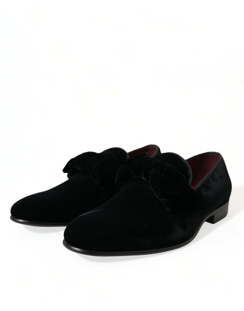 Dolce & Gabbana Black Velvet Loafers - Élégance et Confort