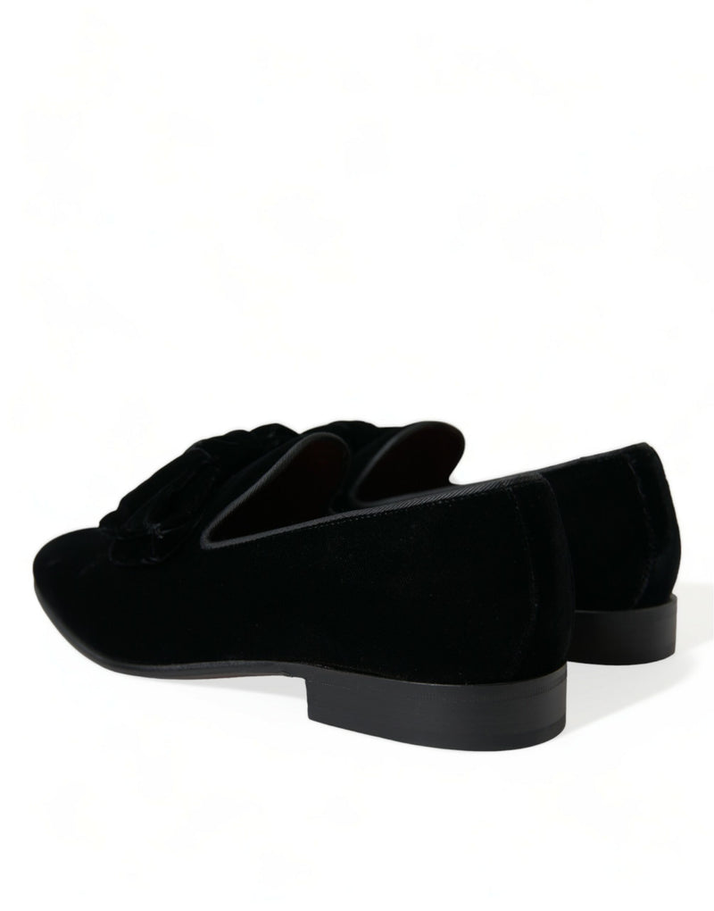 Dolce & Gabbana Black Velvet Loafers - Élégance et Confort