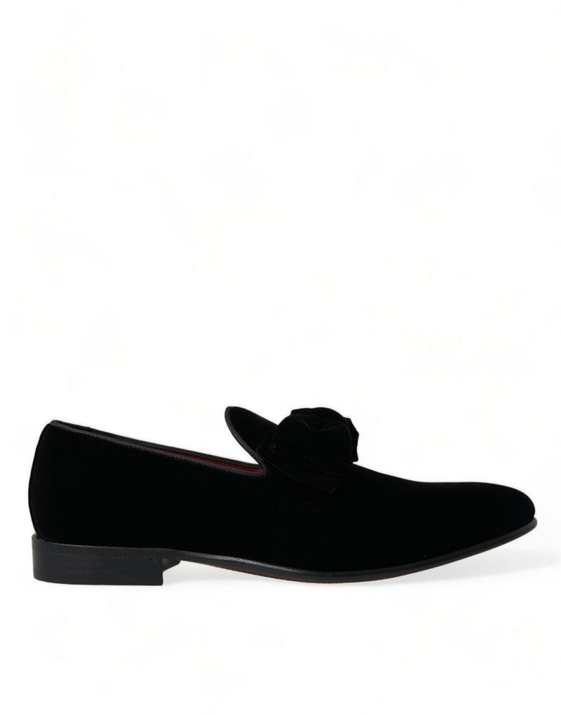 Dolce & Gabbana Black Velvet Loafers - Élégance et Confort