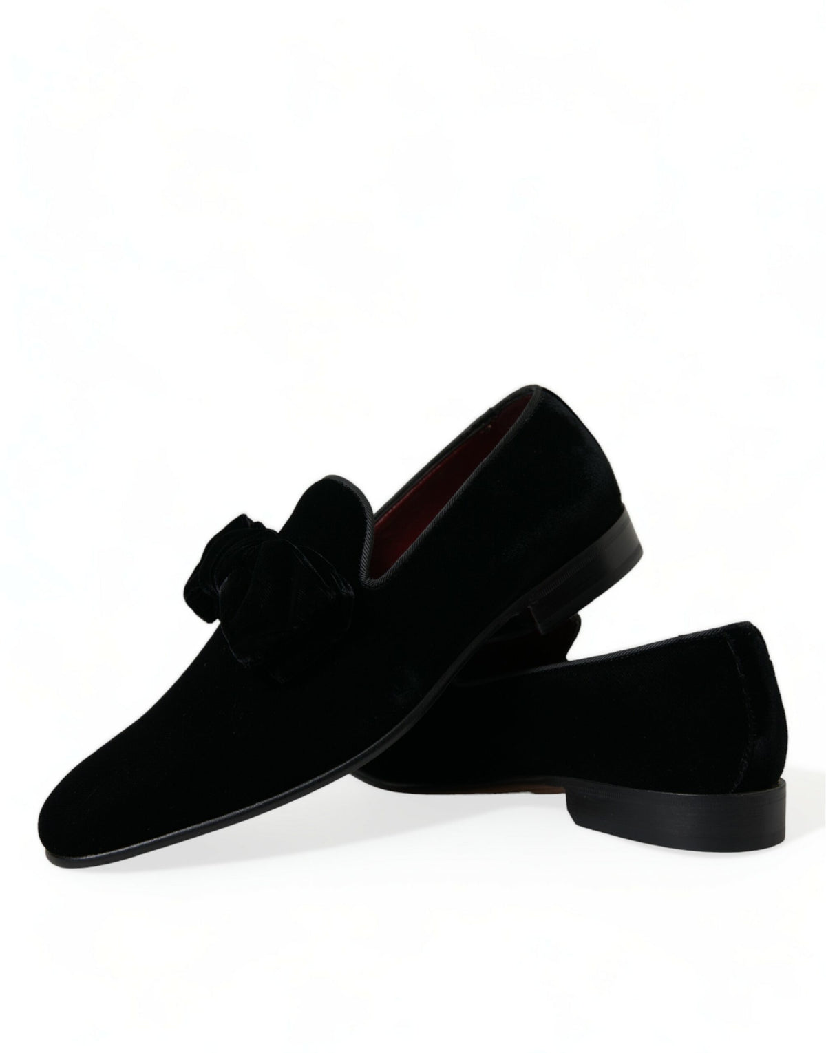 Dolce & Gabbana Black Velvet Loafers - Elegant Formal Shoes