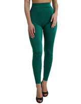 Dolce & Gabbana Green Nylon Stretch Slim Leggings