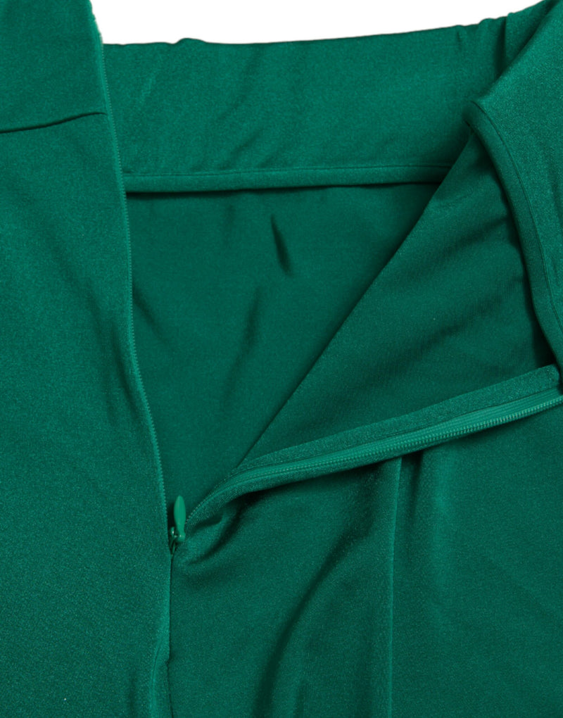 Dolce & Gabbana Green Nylon Stretch Slim Leggings