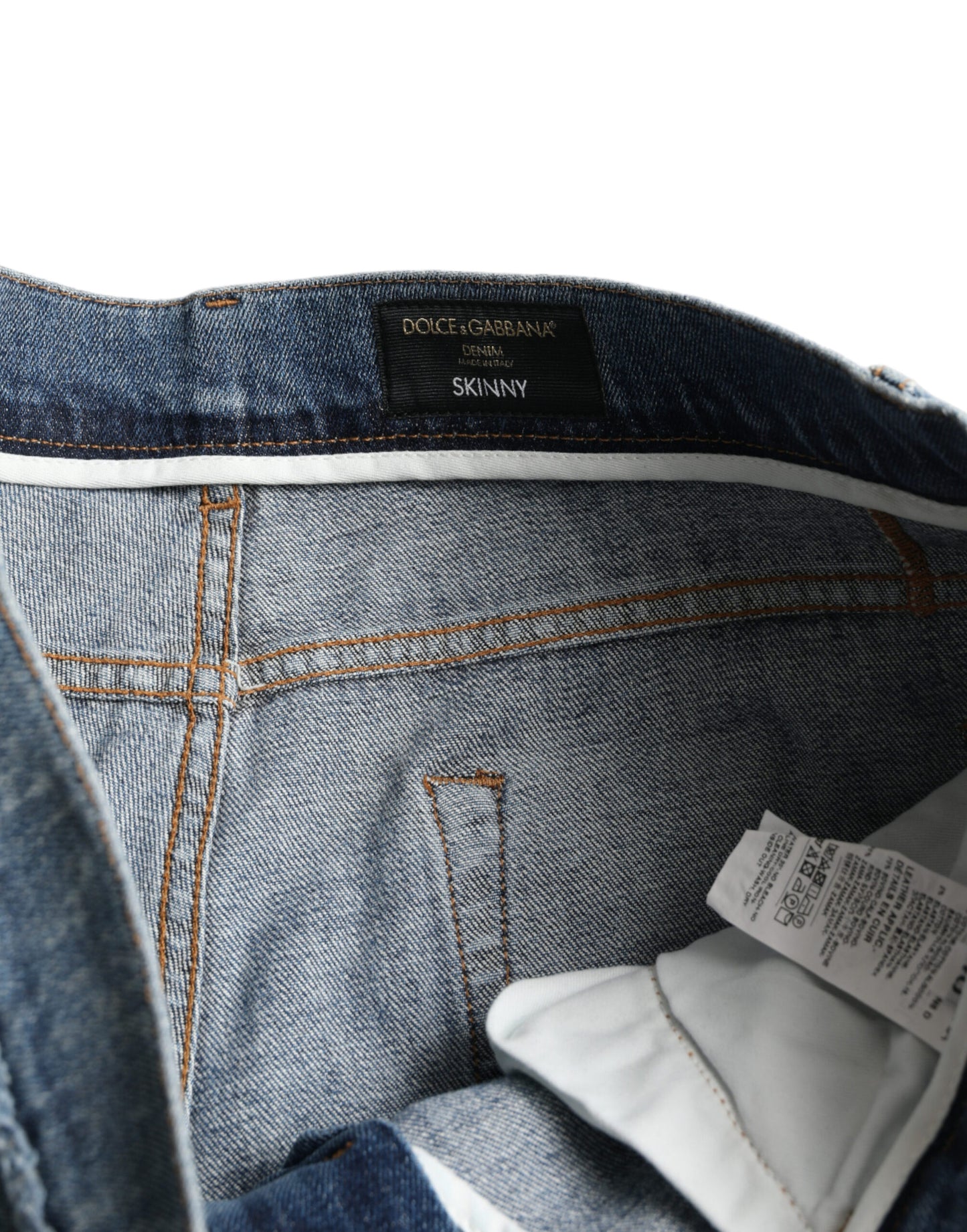 Jeans en jean skinny stretch en coton bleu lavé de Dolce &amp; Gabbana