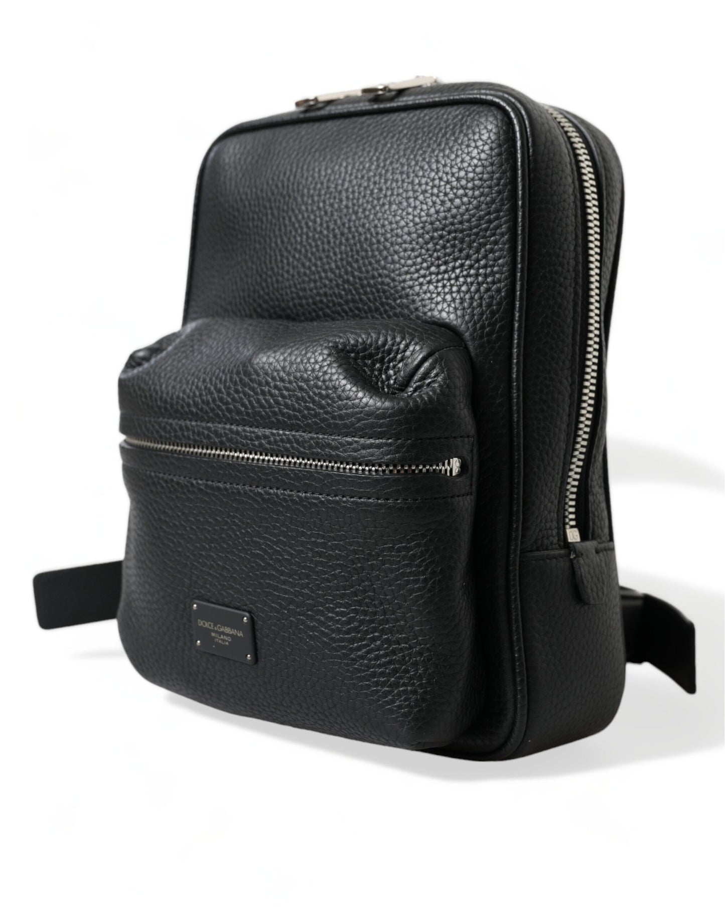 Dolce & Gabbana Zwarte Kalfsleren Logo Palermo Rugzaktas