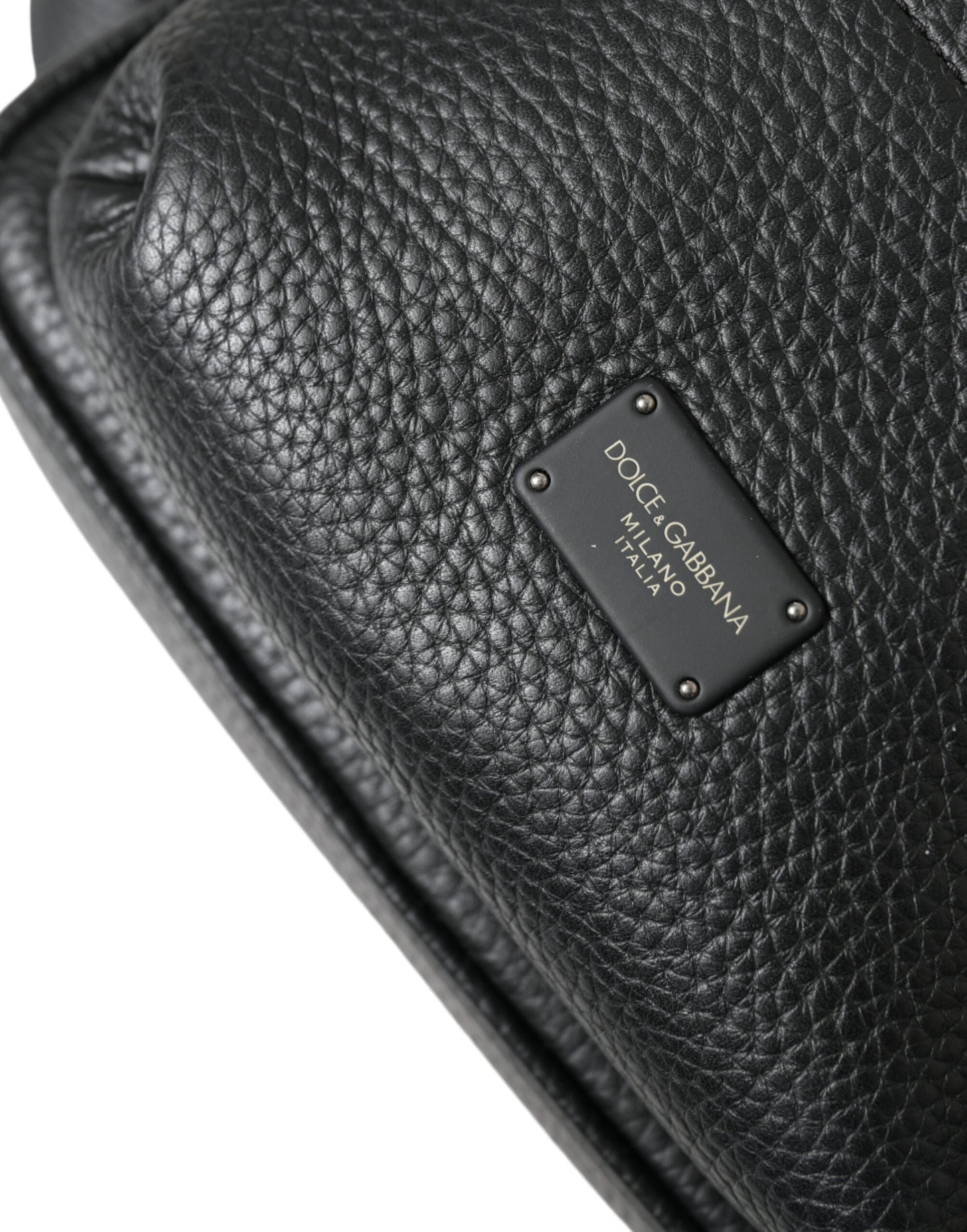 Dolce & Gabbana Zwarte Kalfsleren Logo Palermo Rugzaktas