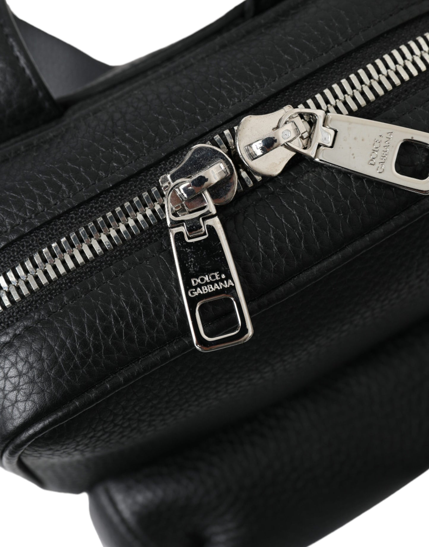 Dolce & Gabbana Zwarte Kalfsleren Logo Palermo Rugzaktas
