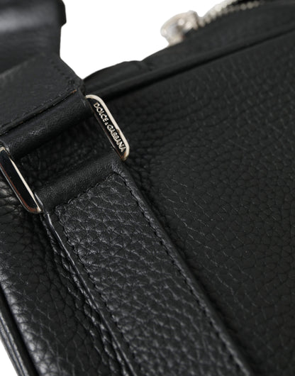 Dolce & Gabbana Zwarte Kalfsleren Logo Palermo Rugzaktas