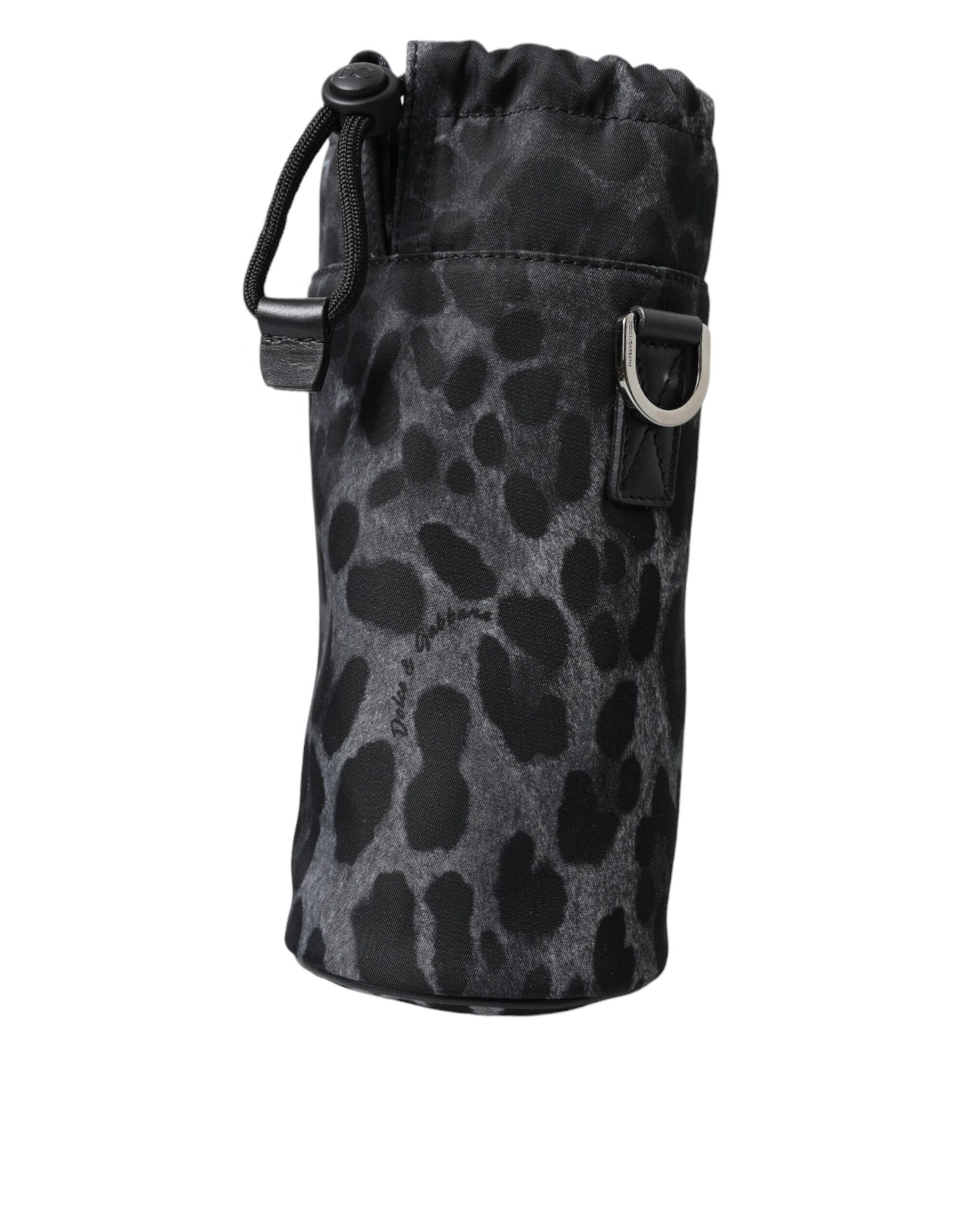Dolce & Gabbana Zwarte Luipaard Ronde Slanke Tote Flessenhouder Tas