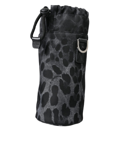 Dolce & Gabbana Zwarte Luipaard Ronde Slanke Tote Flessenhouder Tas