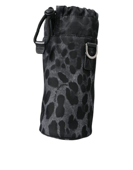 Dolce & Gabbana Zwarte Luipaard Ronde Slanke Tote Flessenhouder Tas