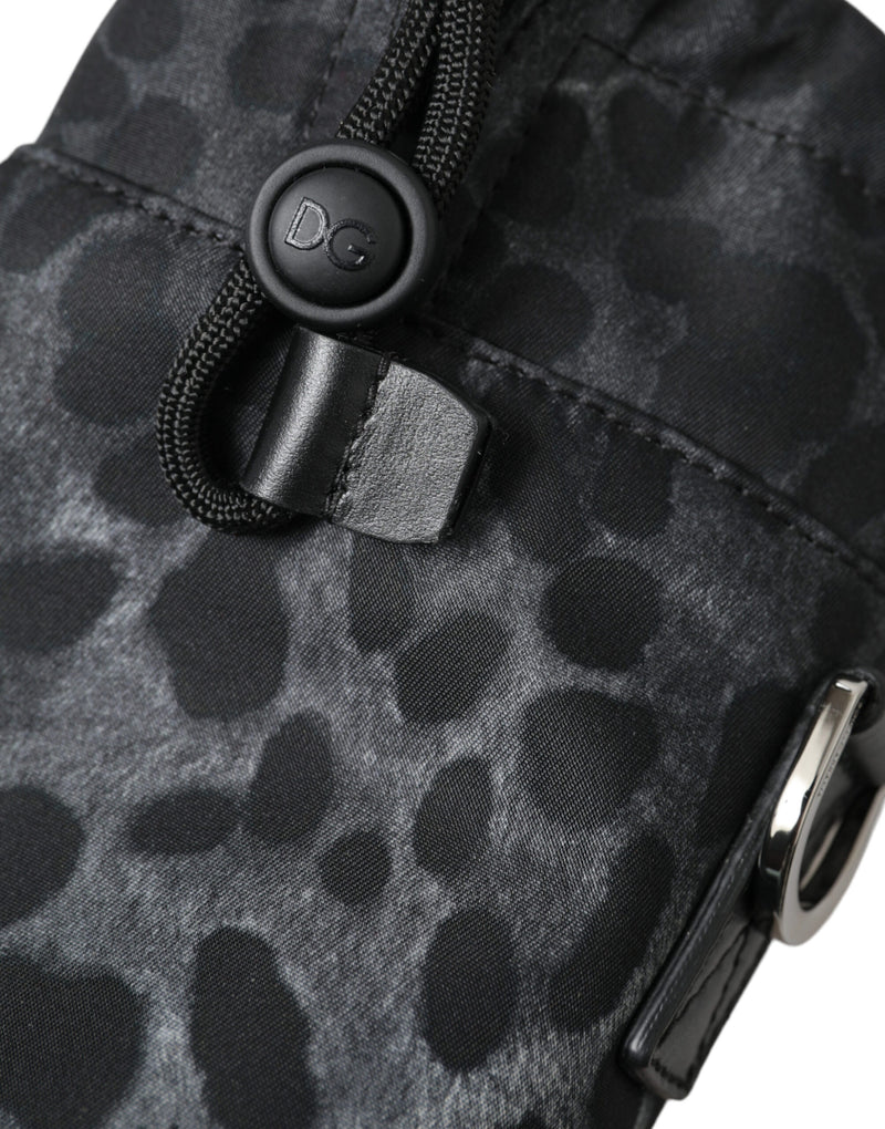 Sac fourre-tout rond et fin à motif léopard noir Dolce & Gabbana