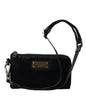 Dolce & Gabbana zwarte nylon logo plaque sleutelhanger clutch tas