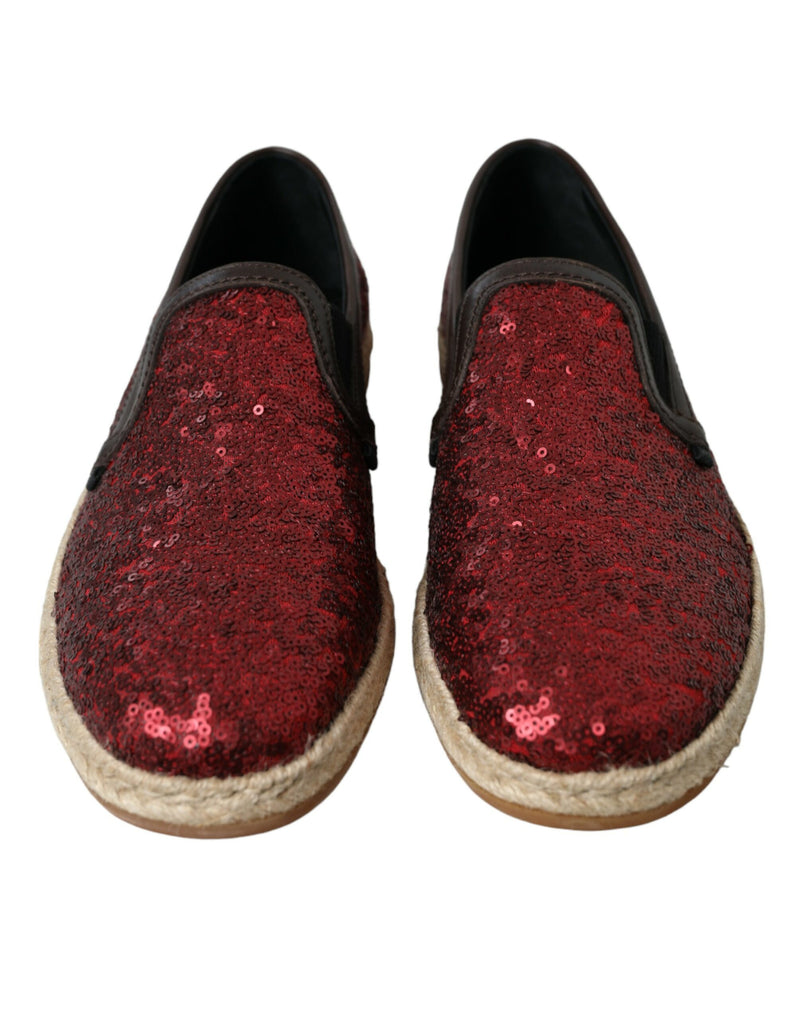 Dolce & Gabbana Red Sequined Loafers for Men