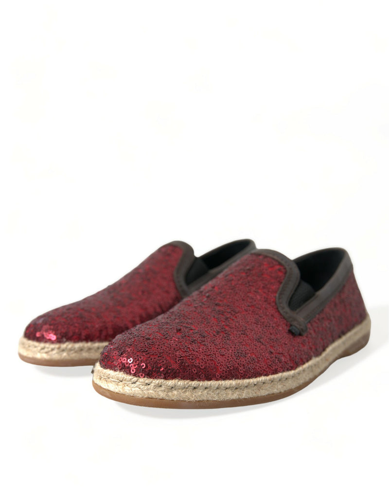 Dolce & Gabbana Red Sequined Loafers for Men