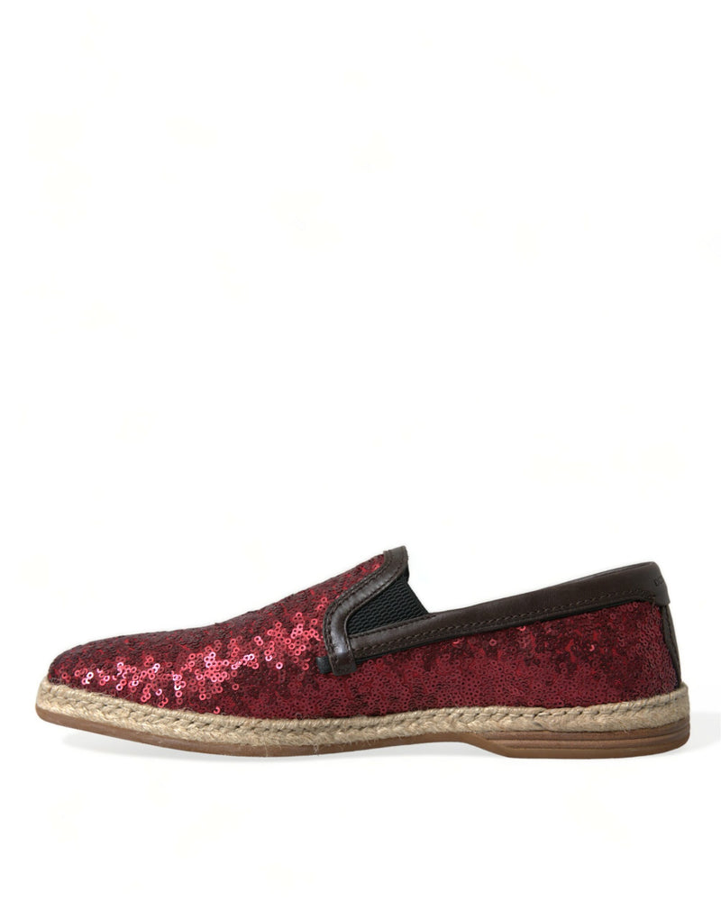 Dolce & Gabbana Red Sequined Loafers for Men
