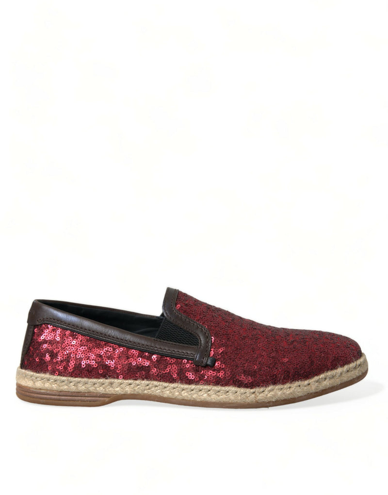 Dolce & Gabbana Red Sequined Loafers for Men