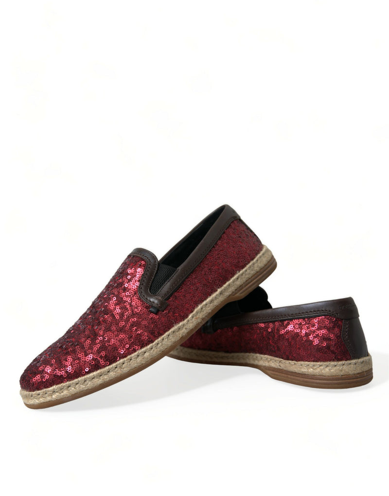 Dolce & Gabbana Red Sequined Loafers for Men