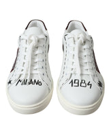 Dolce & Gabbana White Bordeaux Leather Logo Low Top Sneakers