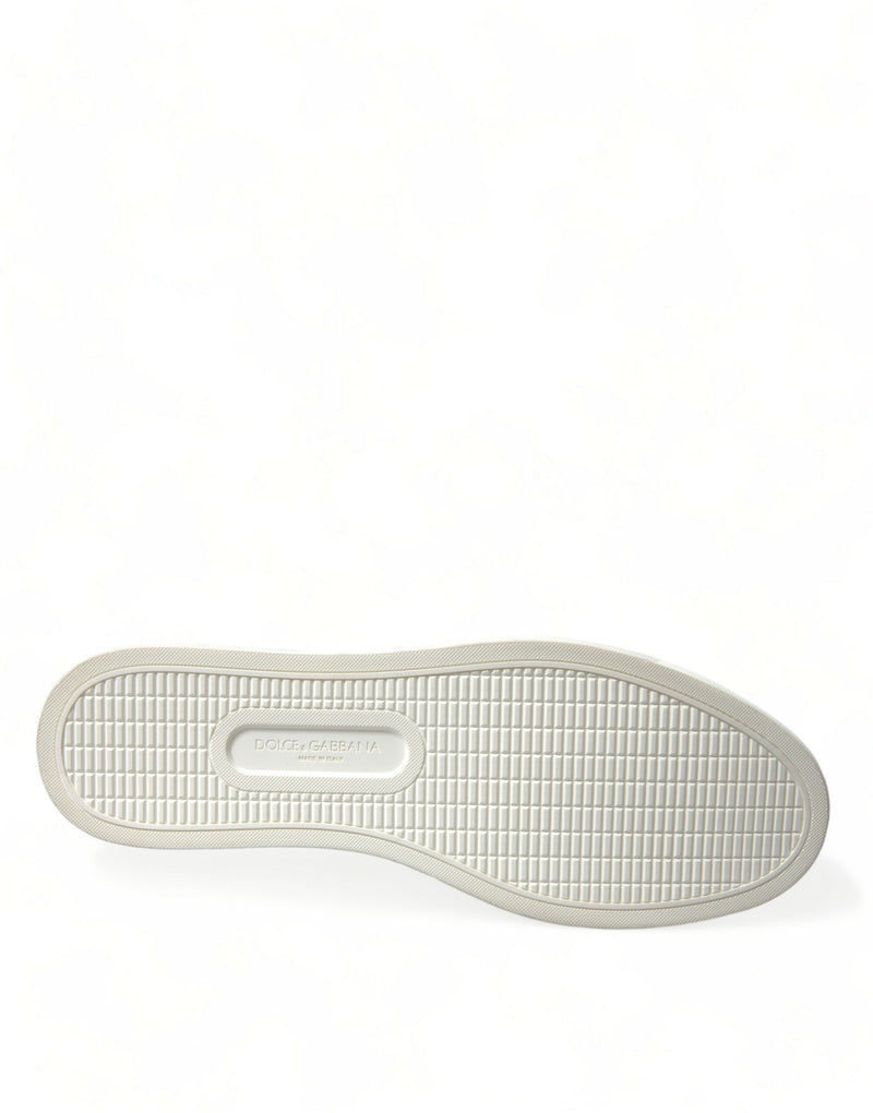 Dolce & Gabbana White Bordeaux Leather Logo Low Top Sneakers