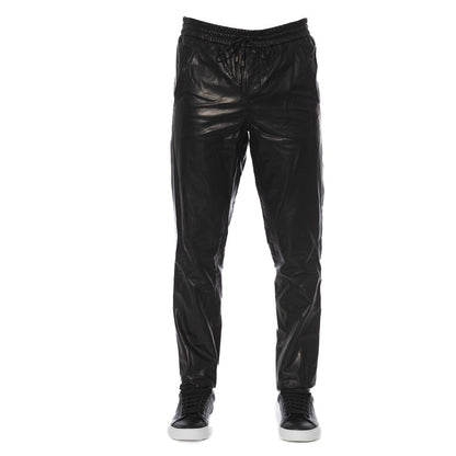 Pantalon en cuir noir élégant Trussardi pour homme