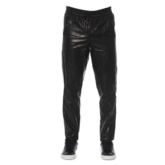 Pantalon en cuir noir élégant Trussardi pour homme
