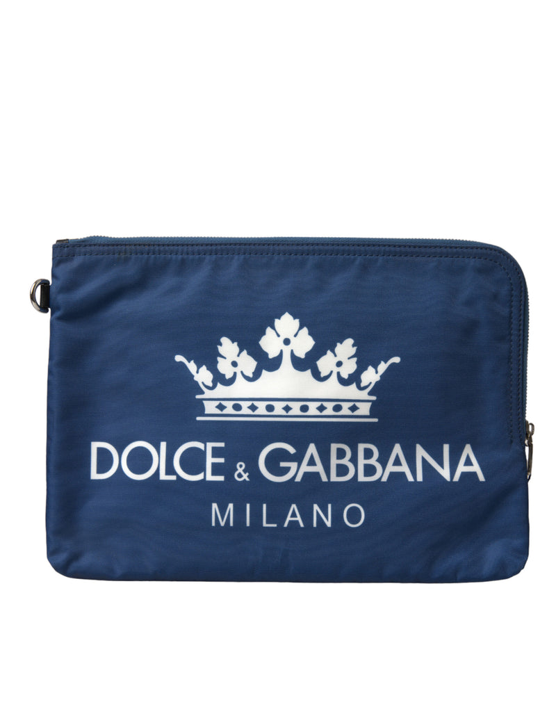 Pochette en nylon bleu imprimé DG Milano pour homme Dolce & Gabbana