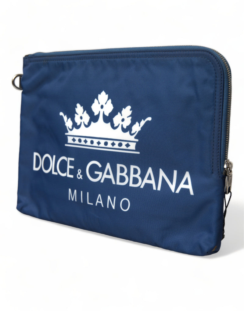 Pochette en nylon bleu imprimé DG Milano pour homme Dolce & Gabbana