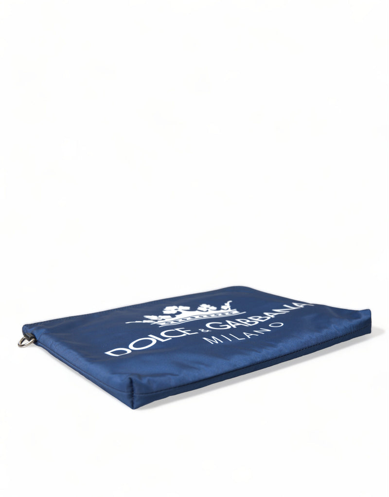 Pochette en nylon bleu imprimé DG Milano pour homme Dolce & Gabbana