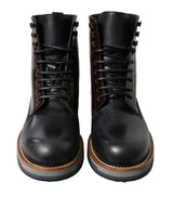 Dolce & Gabbana Bagheria Bottes en Cuir Noir et Bordeaux