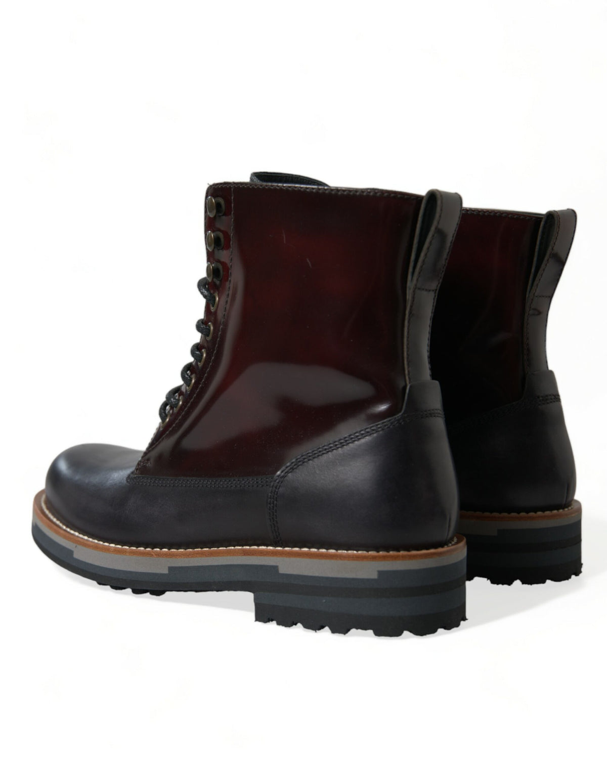 Dolce & Gabbana Bagheria Bottes en Cuir Noir et Bordeaux