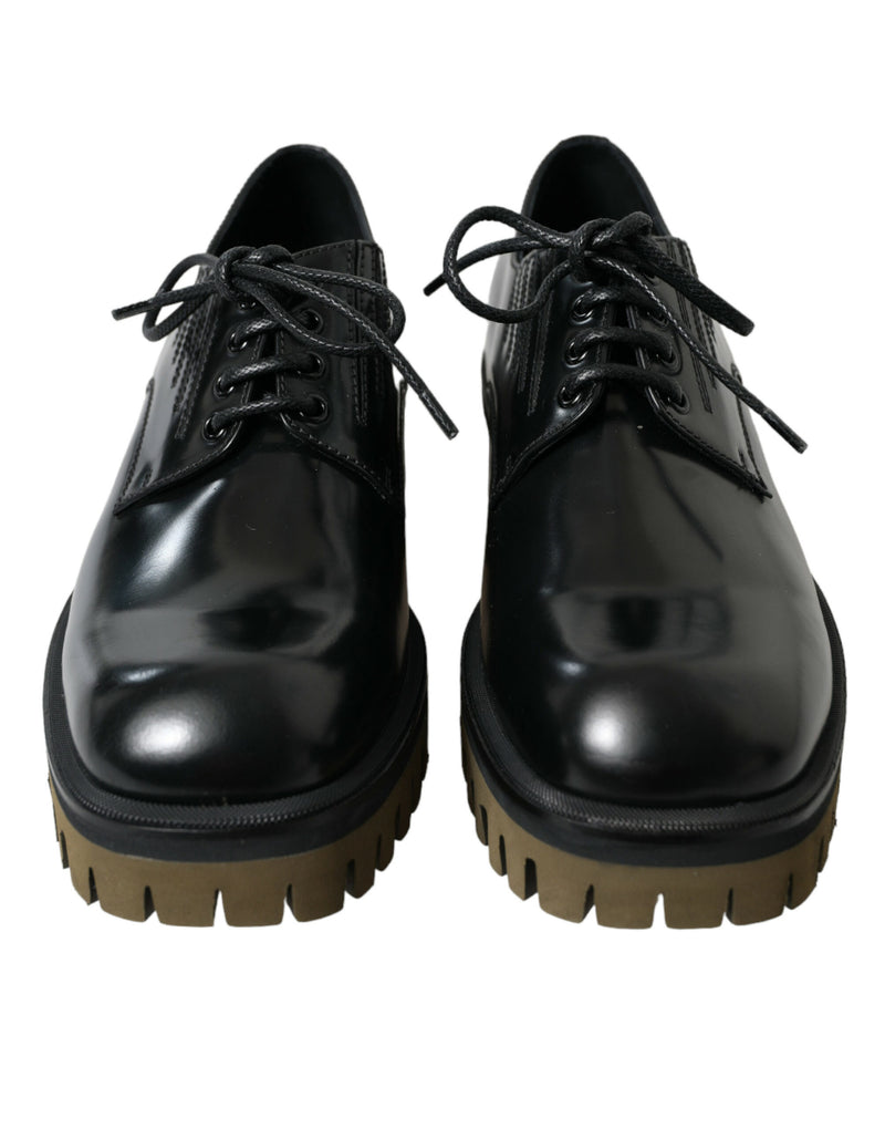 Dolce & Gabbana Black Leather Lace Up Derby Dress Shoes