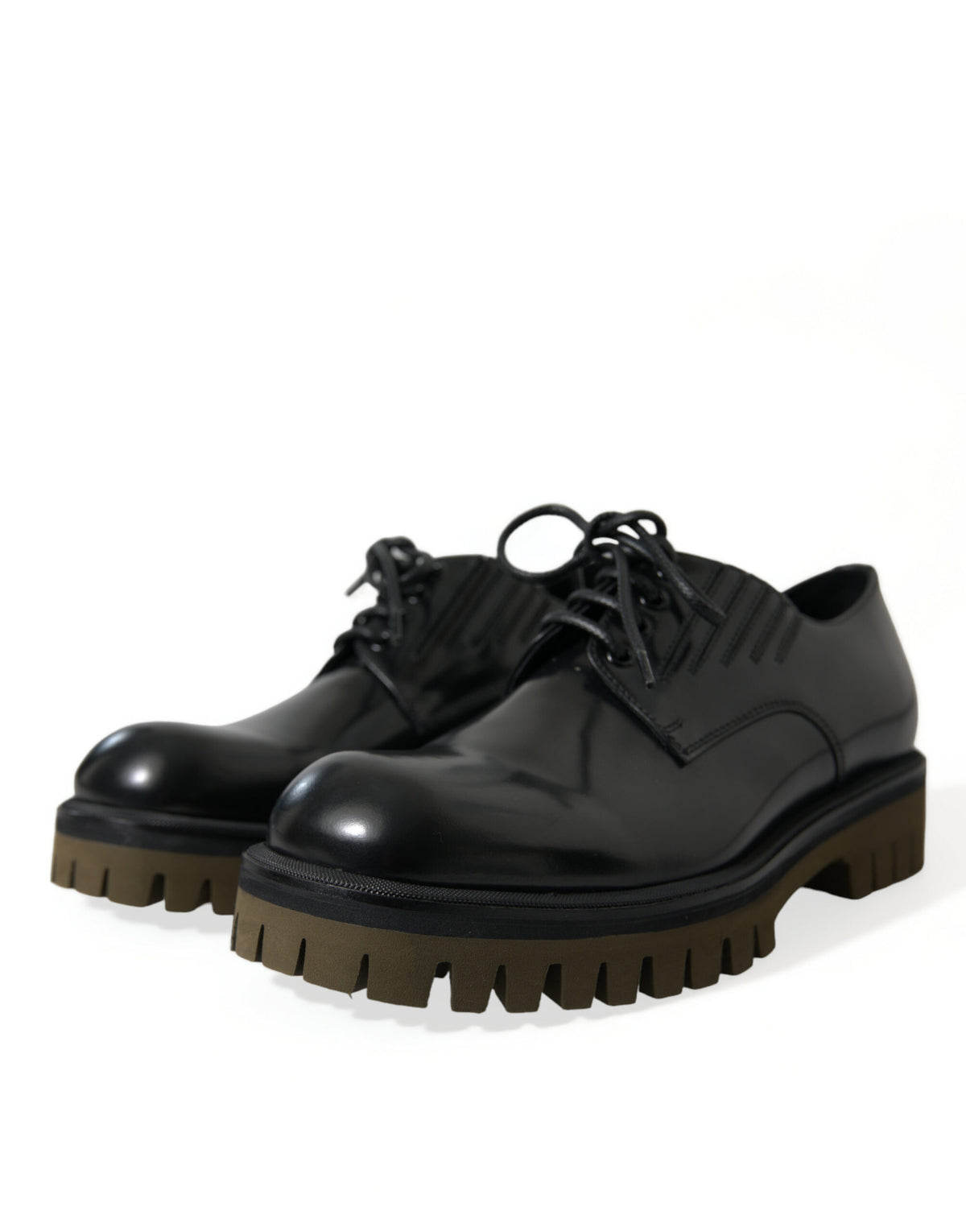 Dolce & Gabbana Black Leather Lace Up Derby Dress Shoes