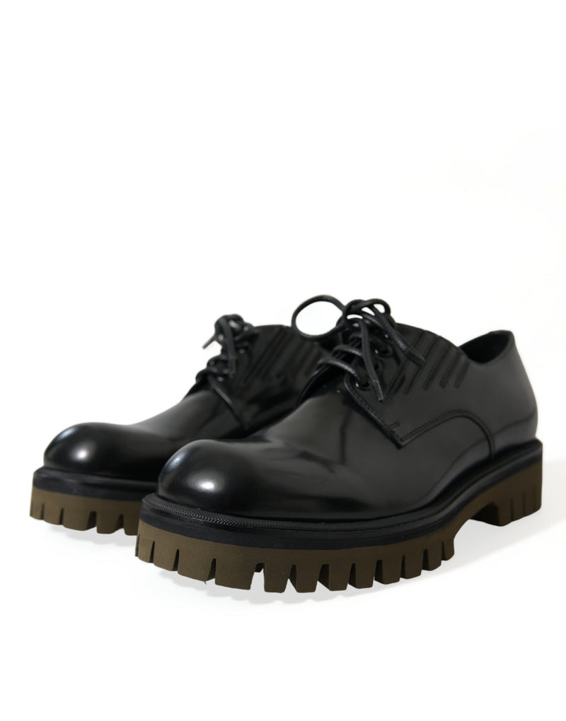 Dolce & Gabbana Black Leather Lace Up Derby Dress Shoes