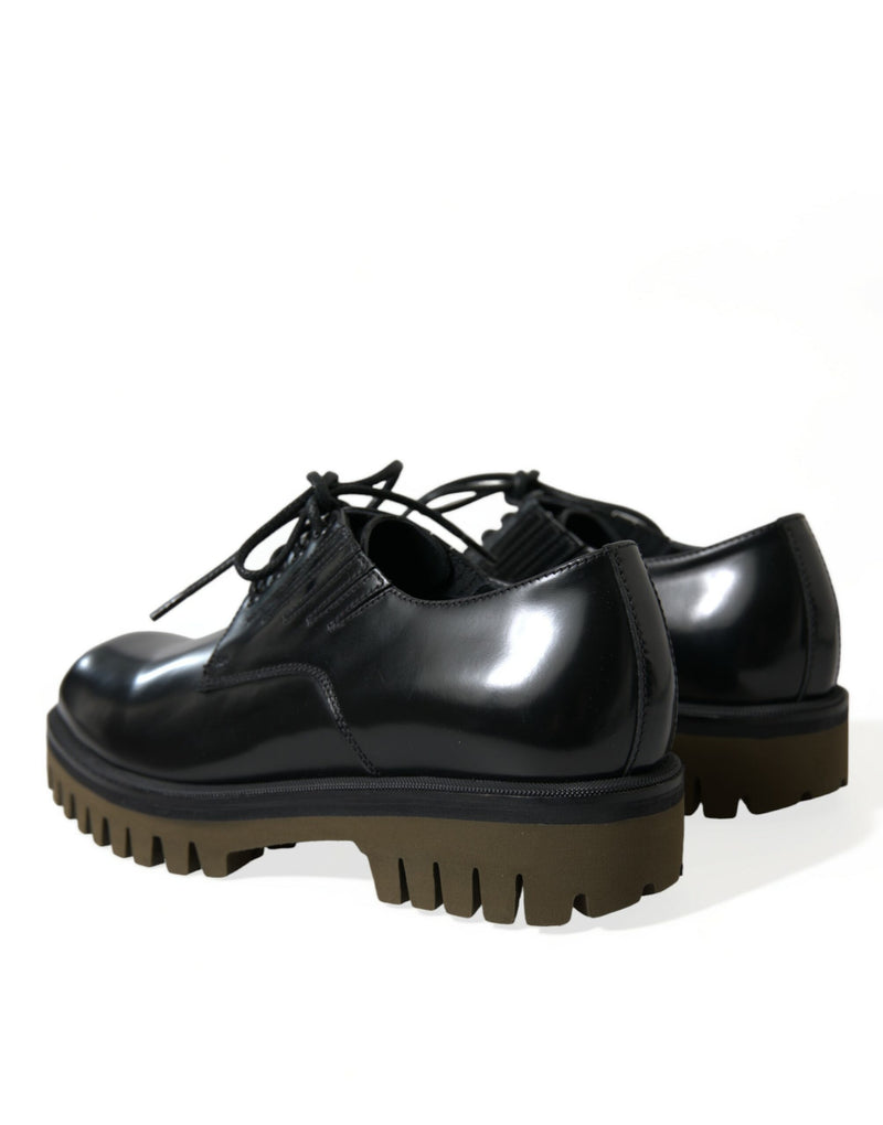 Dolce & Gabbana Black Leather Lace Up Derby Dress Shoes