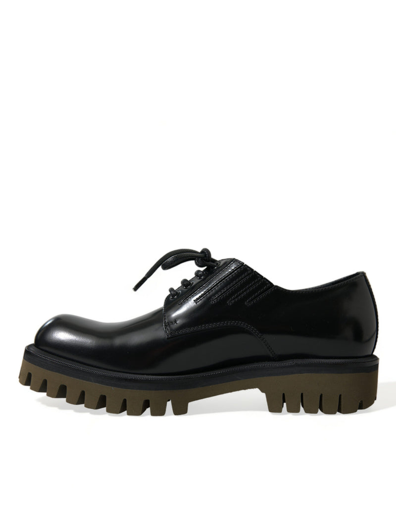 Dolce & Gabbana Black Leather Lace Up Derby Dress Shoes