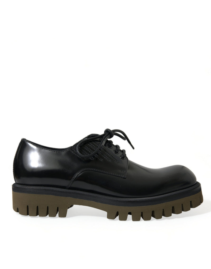 Dolce & Gabbana Black Leather Lace Up Derby Dress Shoes