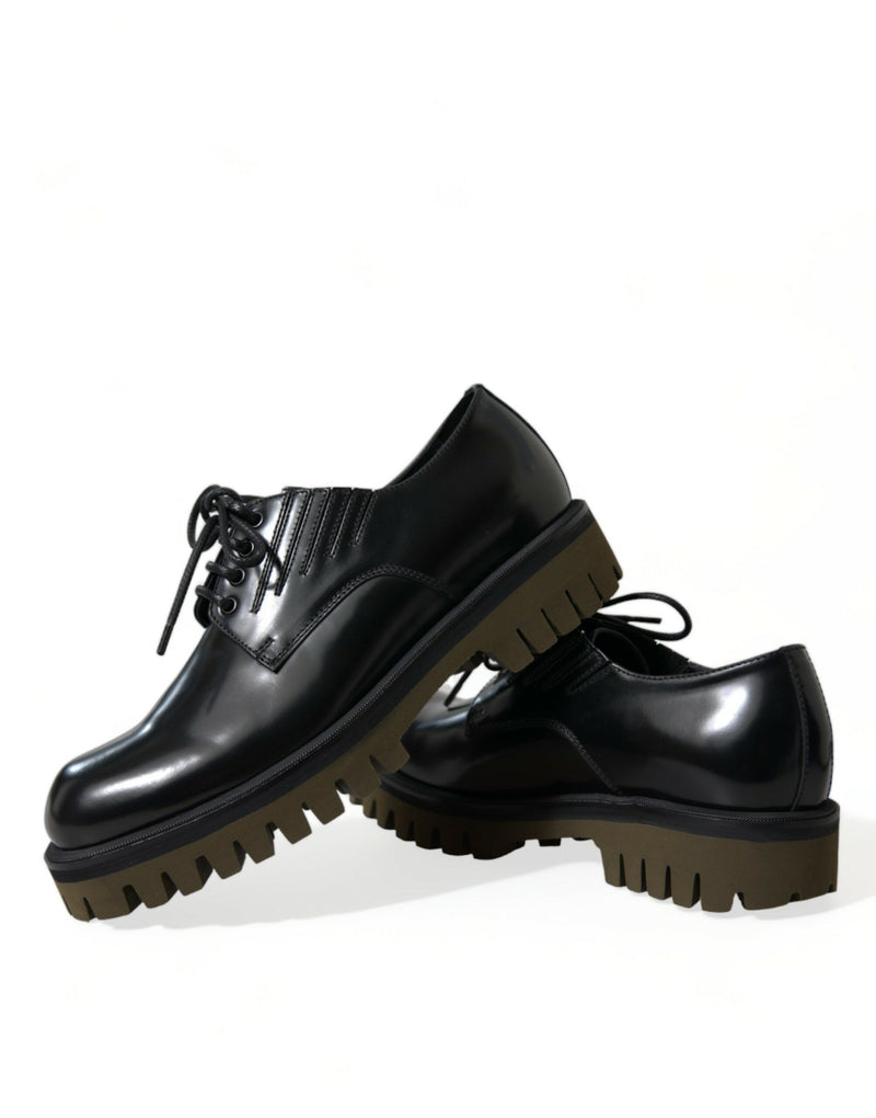 Dolce & Gabbana Black Leather Lace Up Derby Dress Shoes